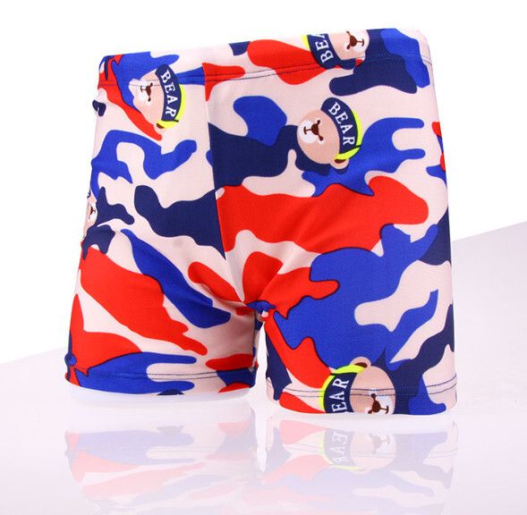 兒童平角游泳褲【M-XXL】【迷彩熊】(下單後聯絡客服確認發貨尺碼) #H246026034