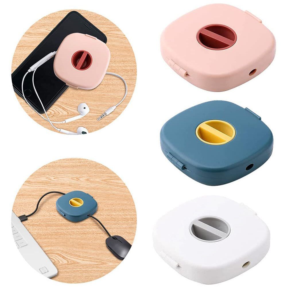 Pink Wire Manager Case Cord Tangle Free Organizer Portable Earphones Winder Cable