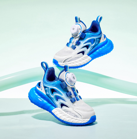 紐扣單網運動鞋(GU7950白/寶藍)(尺碼27-38碼)(下單後聯絡客服確認發貨尺碼)