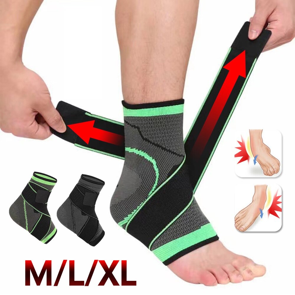 Black M Adjustable Sports Elastic Ankle Brace Support Compression Protector Foot Wrap