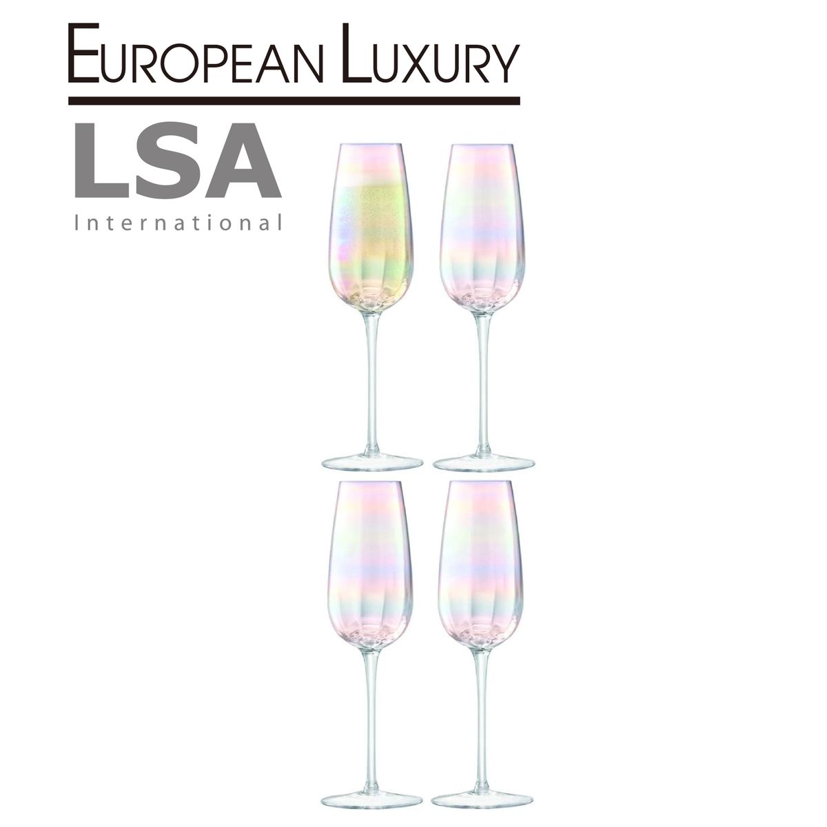 英國知名品牌 PEARL系列玻璃香檳杯 4件套《European Luxury》(平行進口)