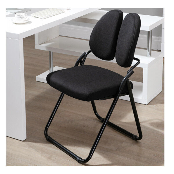 折疊電腦椅子餐椅(雙背款 黑色布藝)