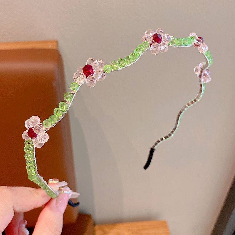 氣質仿水晶髮箍超仙頭箍公主頭飾髮卡(5#綠色花朵)