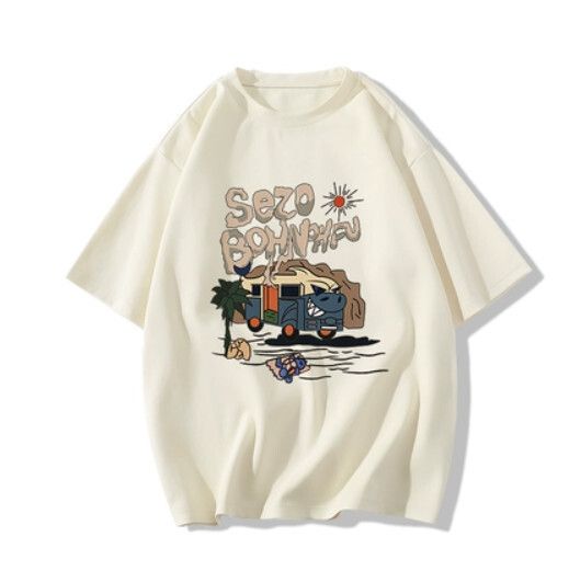 復古短袖t恤純棉上衣（杏色260g純棉高品質版）[尺碼：XS-2XL][下單後聯絡客服確認發貨尺碼]#F288002667