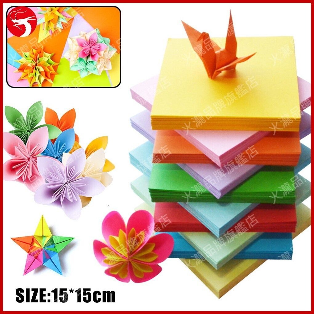 (100張) DIY 製作材料 彩色手工紙折紙 彩紙 幼兒園兒童手工製作材料 薄千紙鶴 軟彩色紙 折紙 正方形卡紙 小學生厚摺紙書