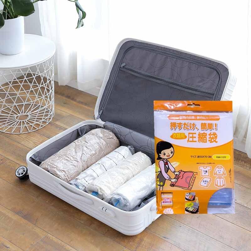 1pc Travel Transparent Hand-rolled Vacuum Compression Bag