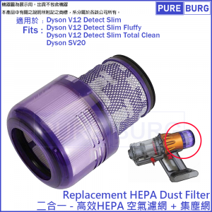 Filtres de remplacement Hepa pour Dyson V12 Detect Slim, filtre  d'aspirateur pour Dyson V12 Slim Absolute Extra / Total Clean / Fluffy Sans  fil Vacuum Clean