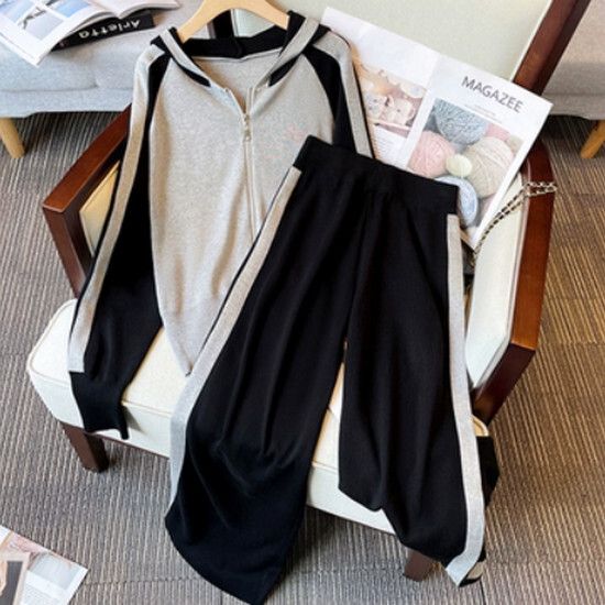 衛衣+休閒褲套裝【灰色】【L-5XL碼】（下單後請聯絡客服確認發貨尺碼）#K011004276