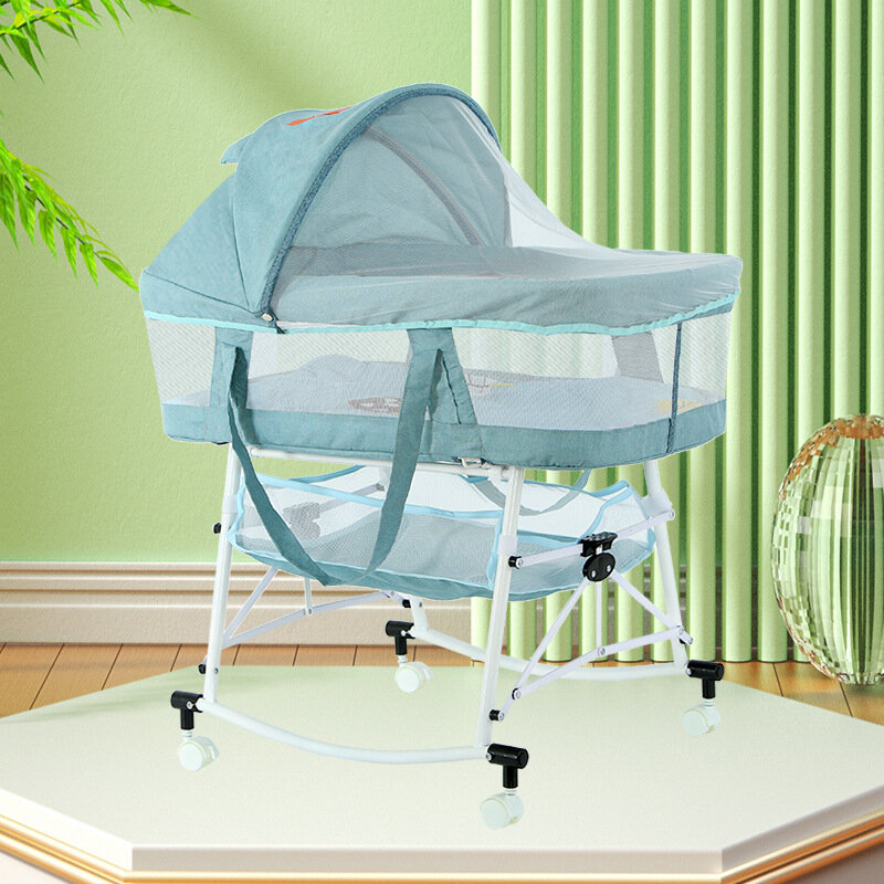 (Green) Folding baby baby cradle bed