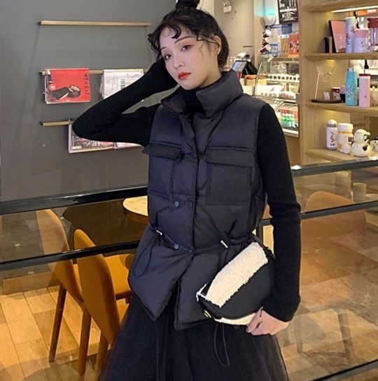 時尚羽絨馬甲背心(黑色,均碼建議體重80-120磅)#F139007306