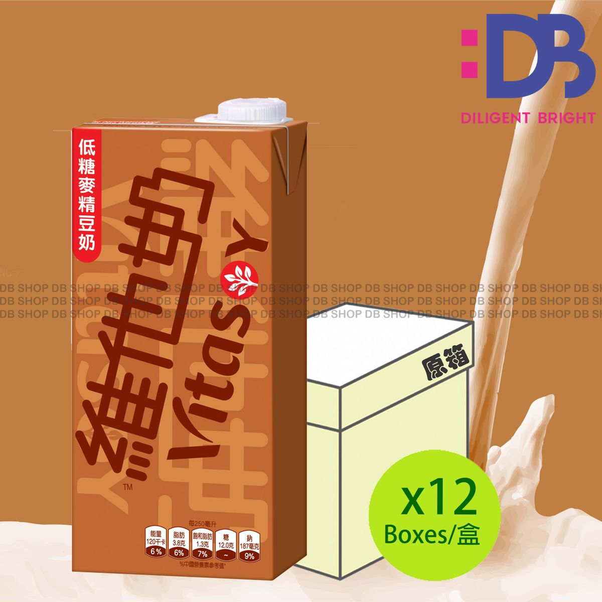 [原箱] [家庭裝] 低糖麥精豆奶 (1000毫升 X 12)  