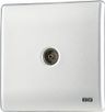Silver SlimLine Co-Axial TV Socket single screwless clip-on front plate curved corners outlet PCSL60