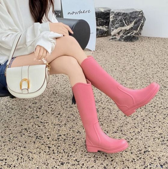 時尚防水雨鞋(36/40碼//高筒粉紅色）【鞋碼標準】【下單後請聯絡客服確認發貨尺碼】#F158028196