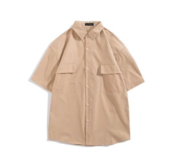 休閒工裝半袖襯衣(卡其色,M-3XL碼)【下單後請聯絡客服確認發貨尺碼】#F256003030