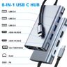 Type-c smart docking station eight-in-one dual HDMI+VGA+USB expansion split-screen hub HUB 