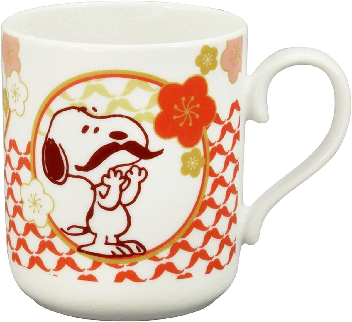 Made in Japan Peanuts Snoopy Mug Snoopy cup Red Plum Japanese pattern Paralle Import