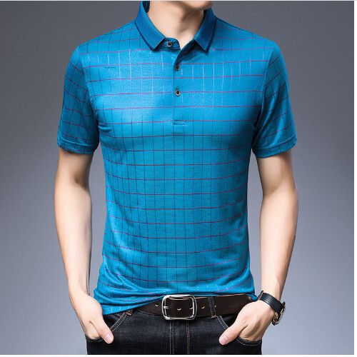 男士格子短袖上衣t恤（綠色105-130碼）（下單後聯繫客服確認發貨尺碼）#S055008347