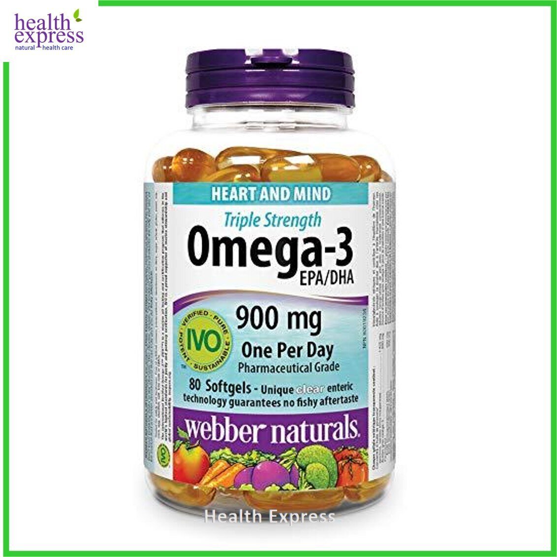三倍強效 Omega-3 (900 毫克EPA / DHA) 80 粒軟膠囊 [平行進口] 此日期前最佳:2025年10月31日 心腦血管關節健康視力健康