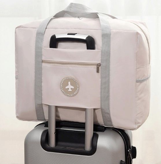 旅行輕便折疊手提包 可套拉杆多功能超輕收納袋（卡其）有里布