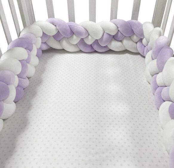 麻花辮防撞床圍 抱枕（NO6 白色+紫色）（400cm 四股）#H257020096