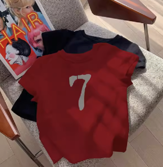 修身純棉辣妹短款T恤（紅色）（尺碼:M-2XL )(下單後聯絡客服確認發貨尺碼))#F134021339