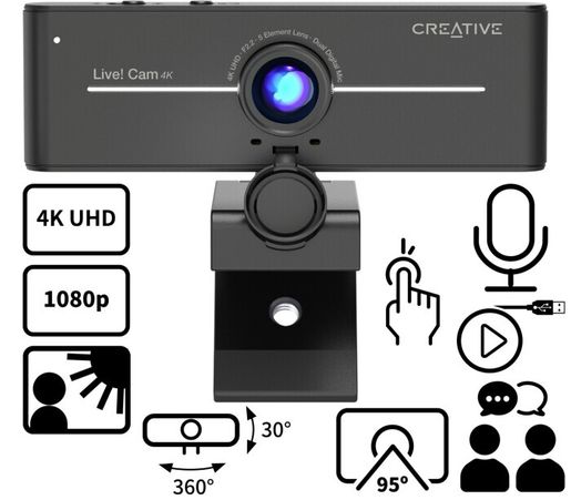 CREATIVE LIVE! CAM SYNC 4K 4K UHD Webcam with Backlight Compensation 