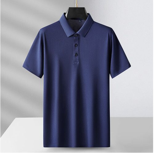 男士冰絲透氣短袖上衣襯衫（藏藍M-4XL碼）（下單後聯繫客服確認發貨尺碼）#S055008289