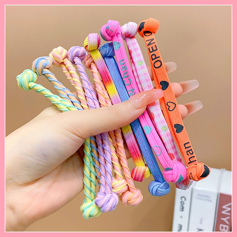 兒童頭飾紮頭髮橡皮筋髮圈頭飾(9#螺紋字母雙頭皮筋10件套)