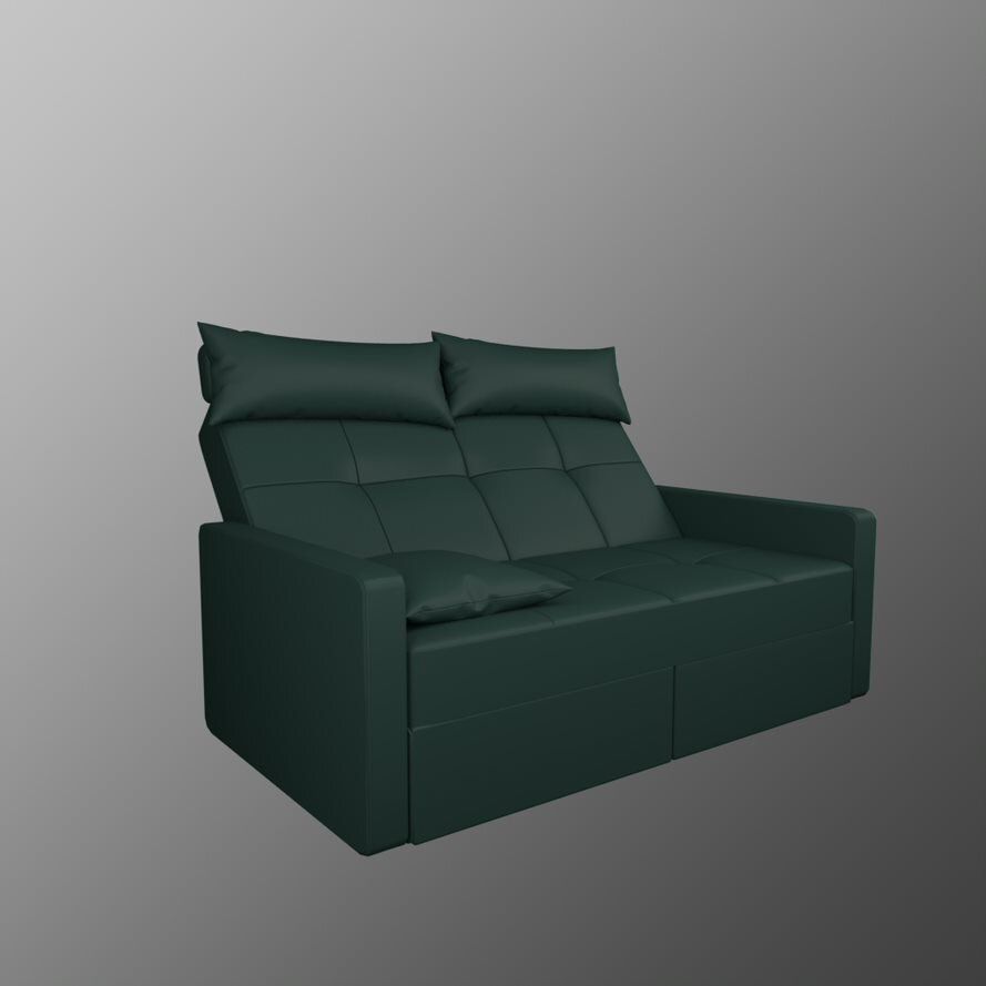 High-grade solid wood checkered with headrest, removable washable combing bed, convertible technology, sofa bed, solid upper mop bed 3135 (126CM dark green 012 style, tarpaulin sponge model)