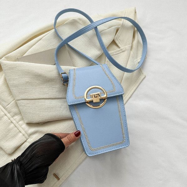 迷你鎖扣小包包百搭斜挎手機包【藍色】#H078038332
