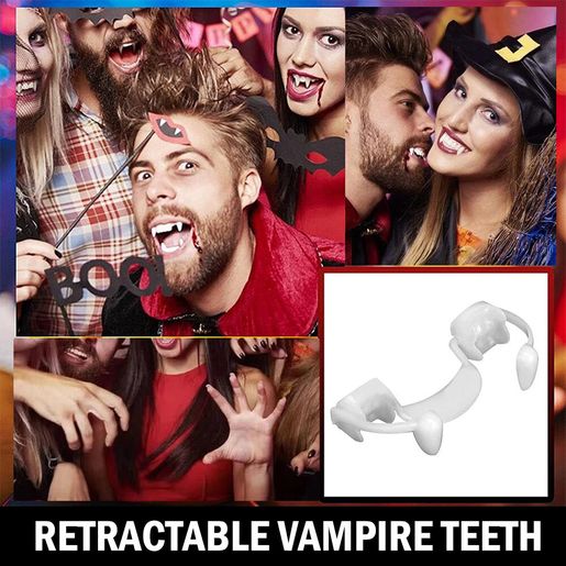 Kit Dent De Vampire Réalistes - 6 Paires + Gel Colle + Tatouages - Pour Costume Halloween, Cosplay - Résine Haute Qualité