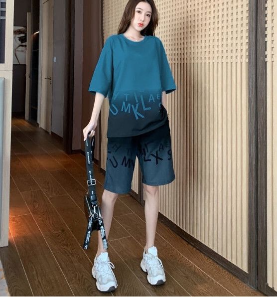 時尚潮流運動服兩件套【藍色】 (尺碼：L-4XL碼) (下單後聯繫客服確認發貨尺碼)#F158027417