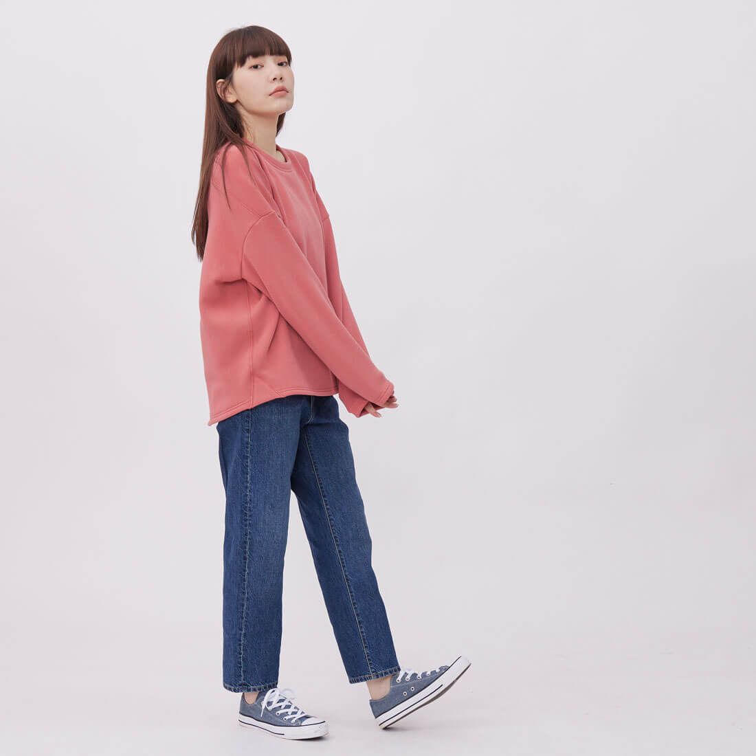 Ezy短毛厚磅長袖上衣/玫粉