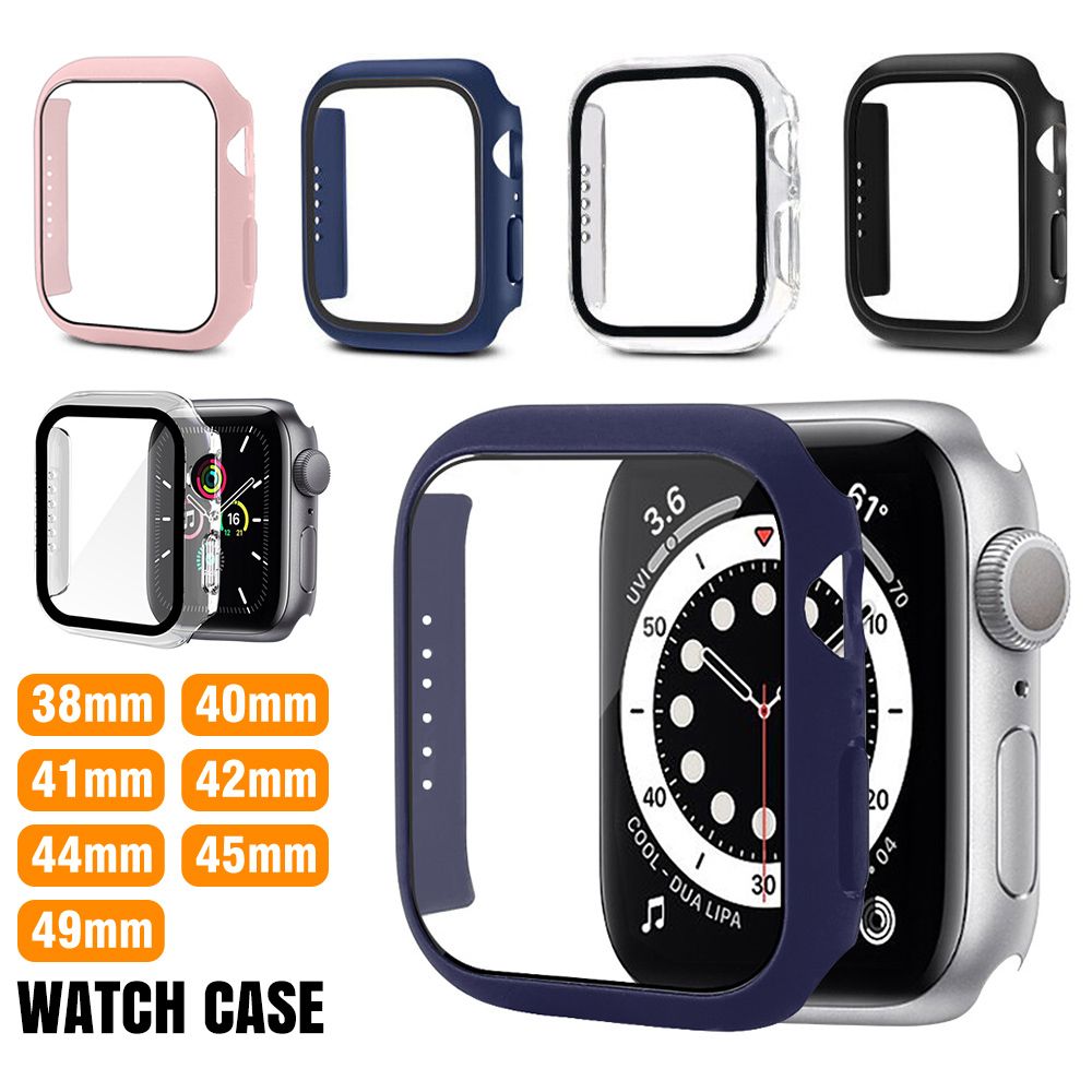 [40mm][深藍色] pc塑膠保護錶殼 手錶保護殼 殼膜一體手錶保護套 適用於iwatch [平行進口]