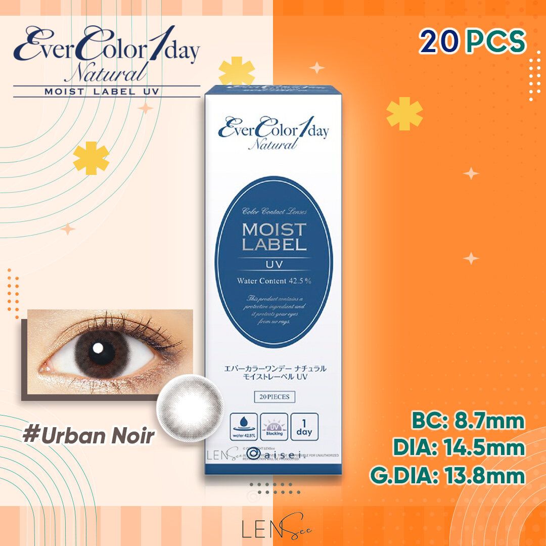 [NM2007] EverColor 1day Natural Moist Label UV Color Contact Lenses - Urban Noir (20Pcs) (P -0.00)