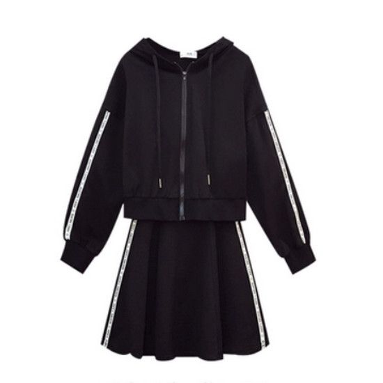 衛衣+連衣裙套裝【黑色】【L-4XL碼】（下單後請聯絡客服確認發貨尺碼）#K011004269