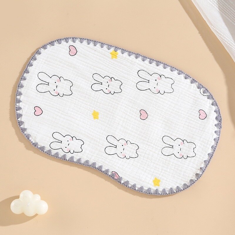 嬰兒10層防吐奶護頭雲朵棉紗枕巾（愛心兔 25*40cm）