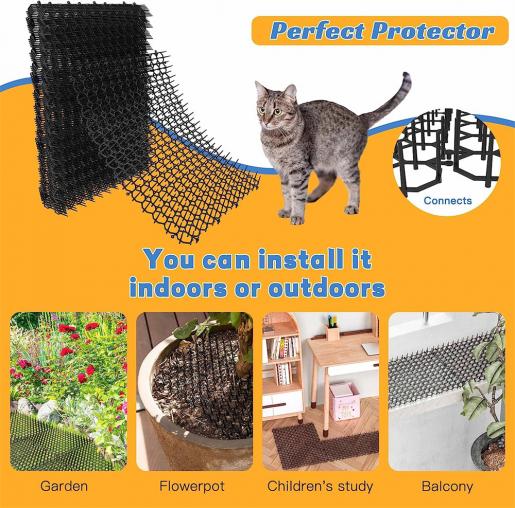10pcs Garden Protector Cat Net Plastic Anti Cat Thorn Pet Protection Net  Mesh 