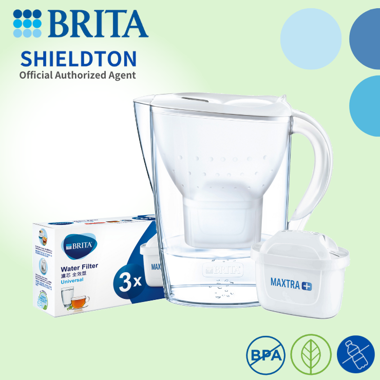 Marella 2.4L water filter jug w/1+3 filters (white)
