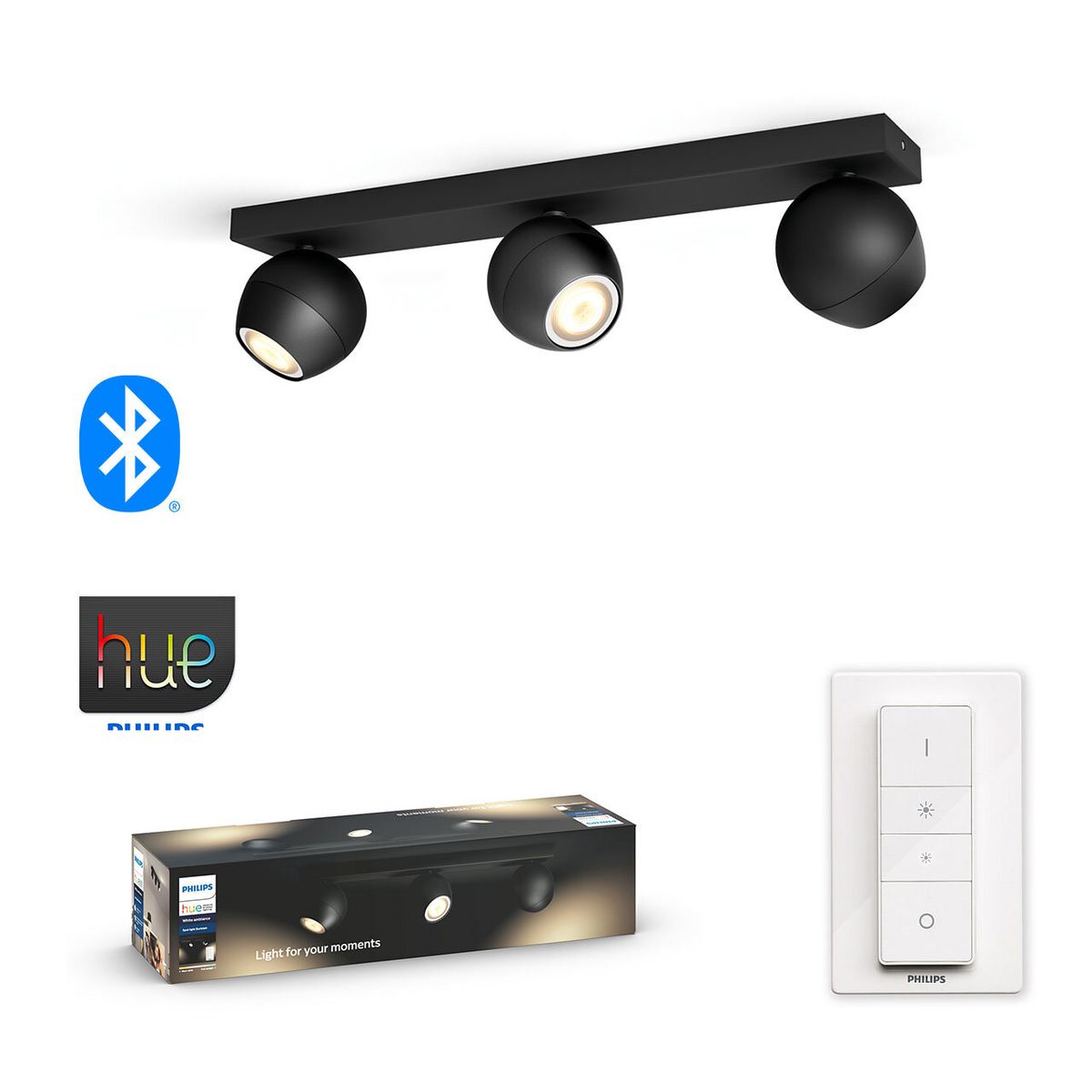 Philips 飛利浦 HUE 50473 /30 PHILIPS HUE BUCKRAM 5.5Wx3 GU10 LED 22k-65k Black Spotlight( Bluetooth)