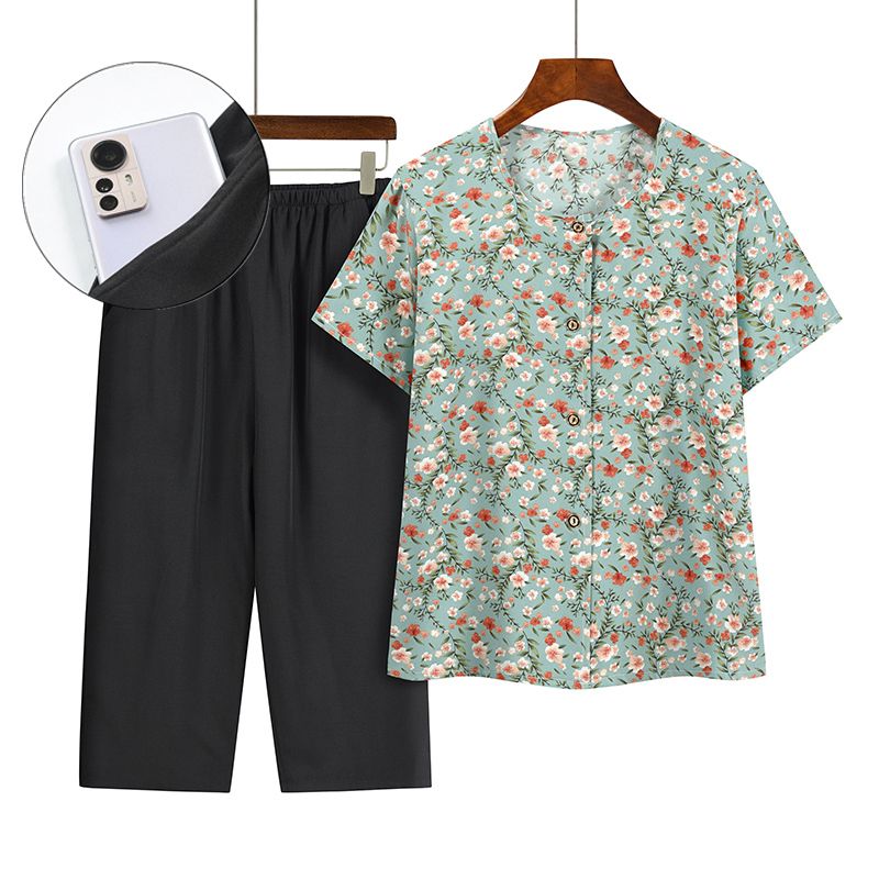 老年人短袖套裝( XL-4XL碼 6號色）【下單後請聯絡客服確認發貨尺碼】F001099306