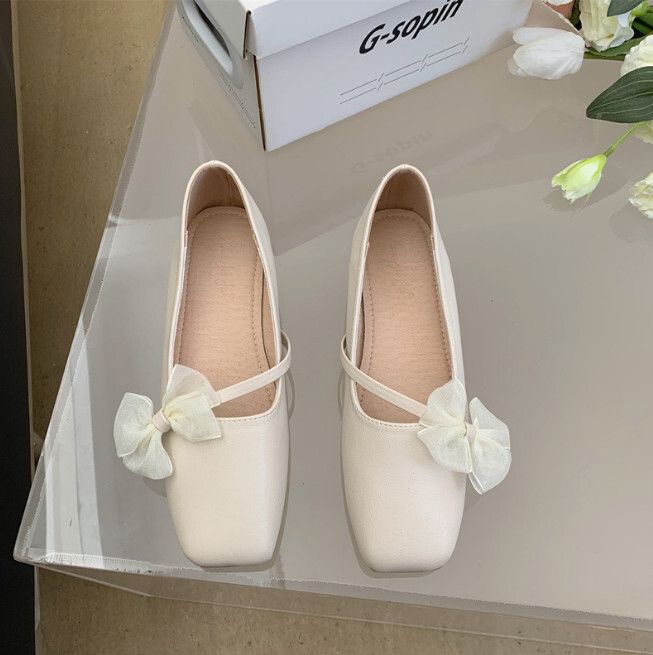 蕾絲淺口平底鞋（668-2杏色）（35-39碼，下單後聯絡客服確認發貨尺碼）#F280004195