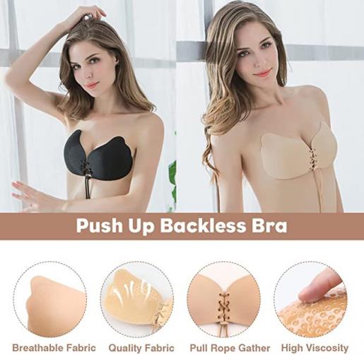 Adhesive Bra,Strapless Sticky Invisible Push up Reusable Silicone Bra,The  Best Off Backless Viscous Bra for Women at  Women's Clothing store