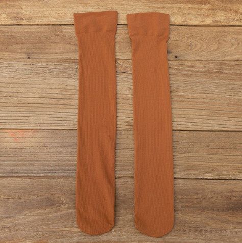 【3對裝】薄款天鵝絨瘦腿壓力襪中筒（橘色）