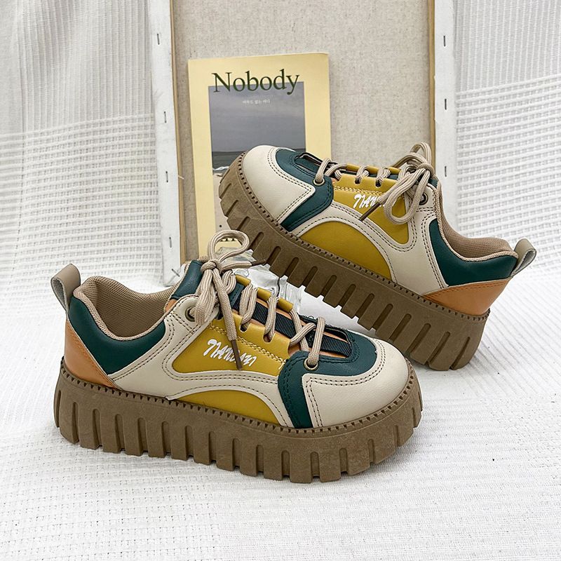 休閒板鞋(黃色皮面 35碼-40碼)（下單後請聯絡客服確認發貨尺碼）#K003009561