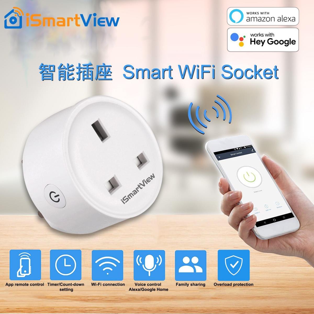 Smart WiFi Socket 13A UK Plug SmartHome APP Remote Control on/off Support Alexa/Google Voice Control