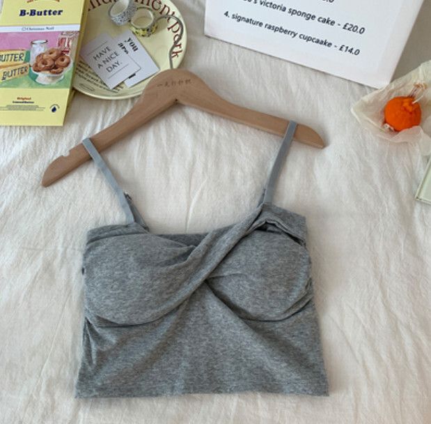 百搭交叉顯瘦吊帶背心（淺灰色 均碼）#F46015346