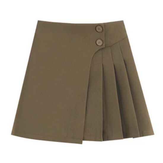 不規則百褶半身裙【卡其色】【S-2XL碼】（下單後請聯絡客服確認發貨尺碼）#K011003316