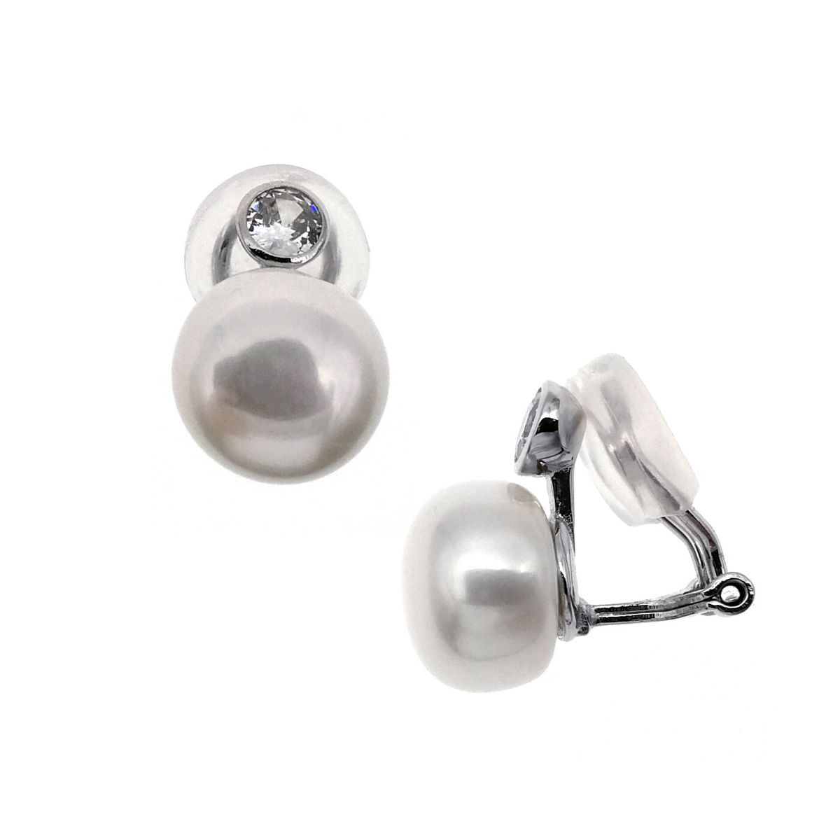 Clip Style-925純銀配養殖淡水珍珠夾式耳環