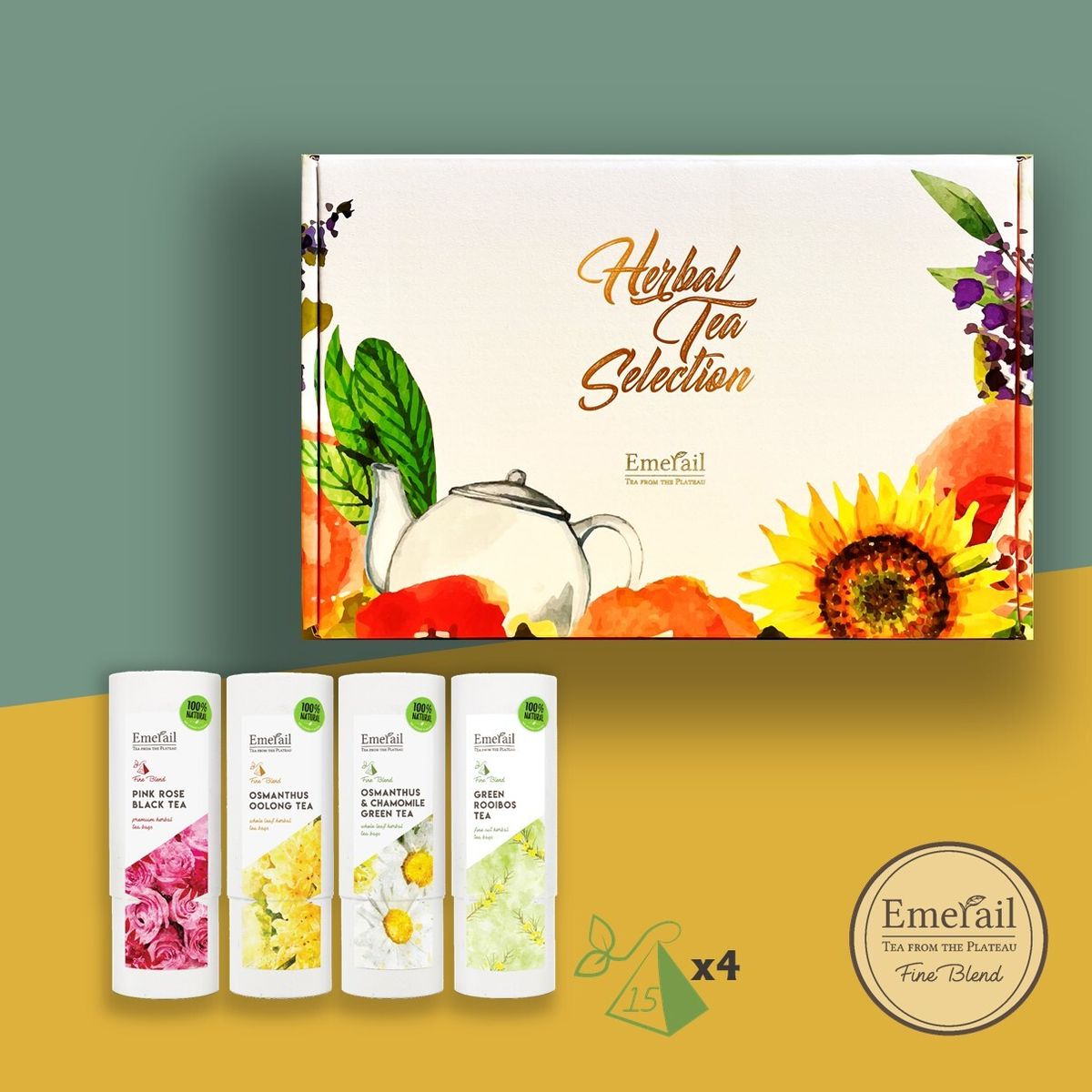 雜錦天然花茶禮盒 (4款花茶*每款15茶包)